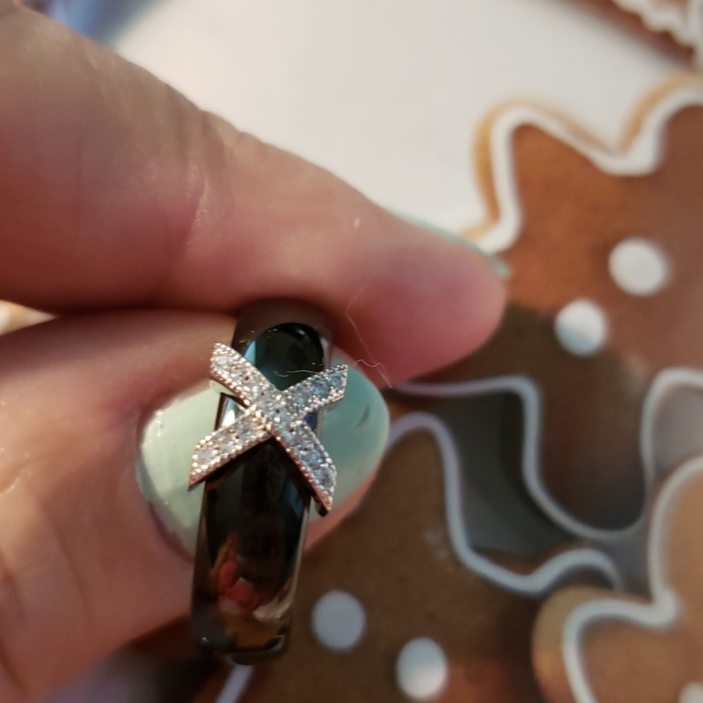 Black Ceramic Crystal Ring - image 4